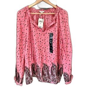 NWT Lucky Brand Women's Peasant Boho Coral Pink Barbie Giselle Size M